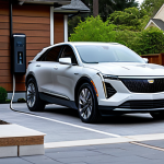 Cadillac LYRIQ at a Home Charging Station**

"A Cadillac LYRIQ parked in a modern driveway in front of a house with a wallbox charging station, fully clothed, safe for work, daytime scene, appropriate content, professional setting, well-lit, perfect anatomy, correct proportions, natural pose, high quality, modest environment, family-friendly scene, professional photography."

**