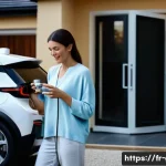 지엠 쉐보레 볼트 EUV 충전 시간 - **Home Charging Serenity with a Bolt EUV**
    A serene, candid shot of a woman in her late 30s, dre...